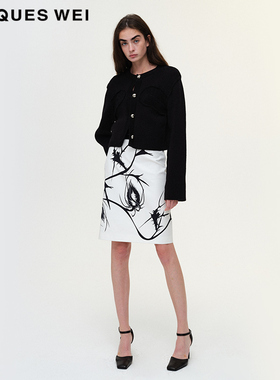 JACQUES WEI 设计师官方店2023SS春夏新款女人体黑色针织外套