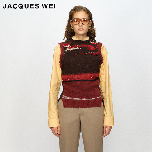 JACQUESWEI刺绣钉珠背心