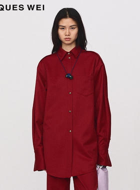 JACQUES WEI 设计师官方店2024SS春夏红色复古衬衫