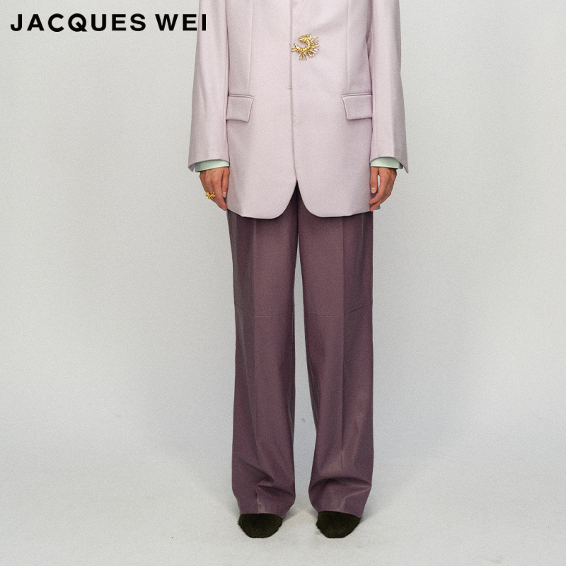 JACQUESWEI烟紫色直筒皮裤