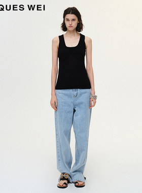 JACQUES WEI 设计师官方店2023SS春夏新款女人体黑色针织背心