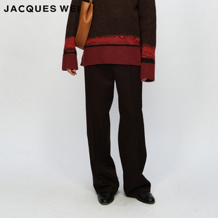 WEI JACQUES 设计师店2023AW秋冬深褐色廓形直筒西裤 奢华剪裁