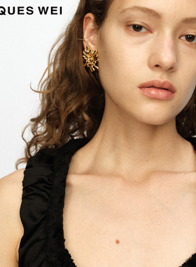 JACQUES WEI 设计师官方店2023AW秋冬金海葵镶钻耳饰