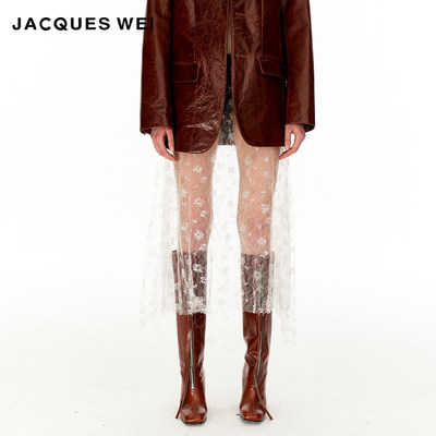 JACQUESWEI油蜡牛皮蛇纹跟长靴