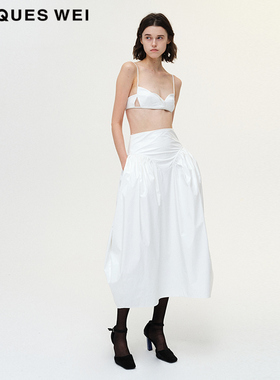 JACQUES WEI设计师2023SS春夏白色涂层抽褶蓬裙
