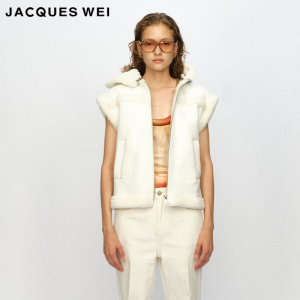 【羊皮皮草】JACQUES WEI官方店23AW秋冬白色皮毛一体连帽马甲