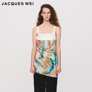 醋酸缎艺术家印花吊带 设计师官方店2024SS春夏新款 JACQUES WEI