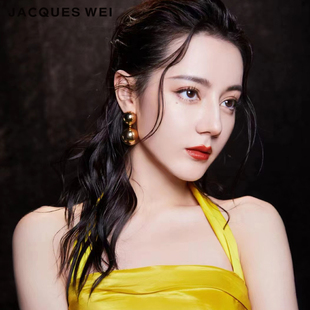 JACQUES WEI设计师官方店2022aw锤金流淌金色耳环
