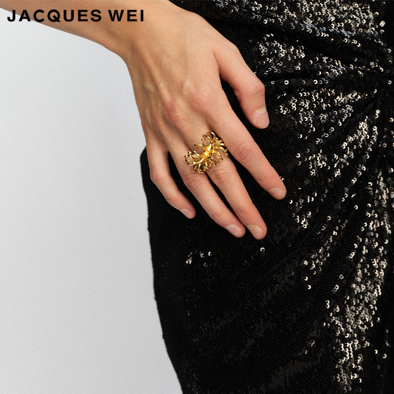 JACQUESWEI金海葵镶钻戒指