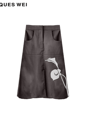 JACQUES WEI设计师官方店 2022新款 茶灰色马蹄莲马毛切片拼