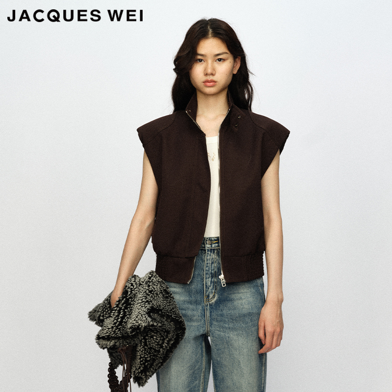 JACQUESWEI深褐色立领马甲