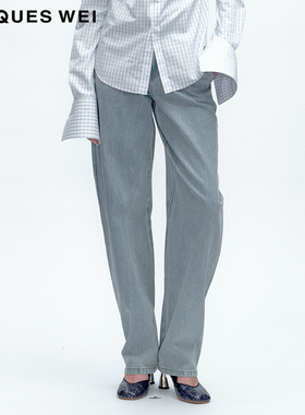 JACQUES WEI 2025秋冬系列新款浅蓝色锥形牛仔裤女