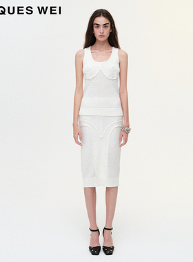 JACQUES WEI 设计师官方店2023SS春夏新款女人体白色针织半裙