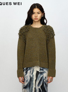 【流苏设计】JACQUES WEI 设计师官方店23AW秋冬藻绿毛衣针织上衣