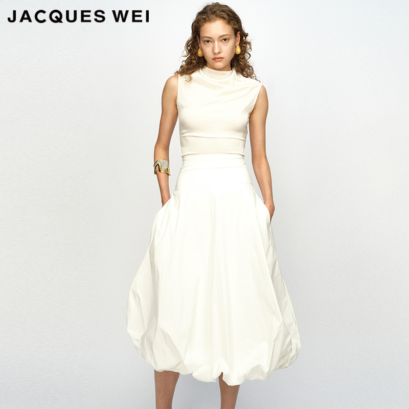 JACQUESWEI白色花苞半裙