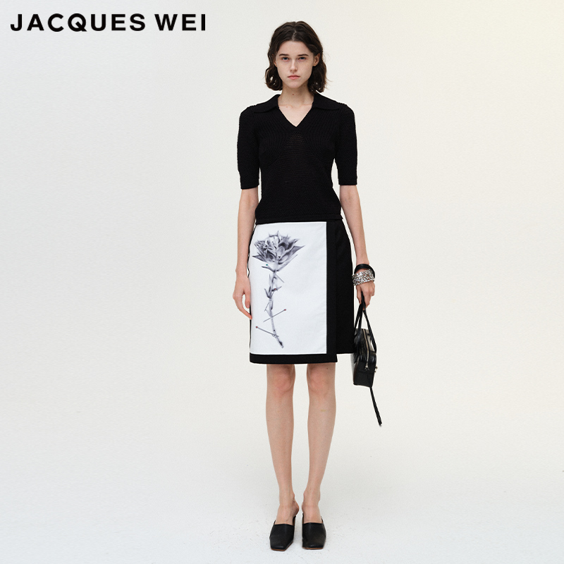 JACQUESWEI女人体黑色针织毛衣
