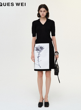 JACQUES WEI 设计师官方店2023SS春夏新款女人体黑色针织毛衣