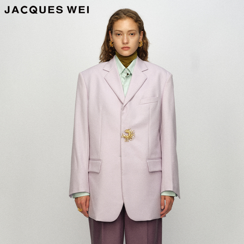 JACQUESWEI藤萝紫斜纹羊毛西装