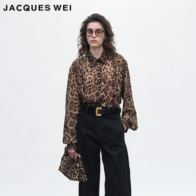 JACQUESWEI豹纹真丝褶间衬衫