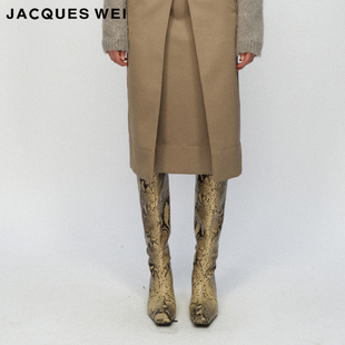 JACQUES 设计师官方店2023AW秋冬蛇纹高筒靴 WEI