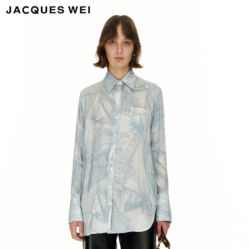 JACQUESWEI牛仔印花衬衫