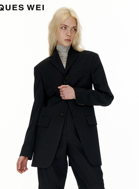 JACQUES WEI 设计师官方店2022AW秋冬藏蓝色马蹄莲马毛切片拼贴西