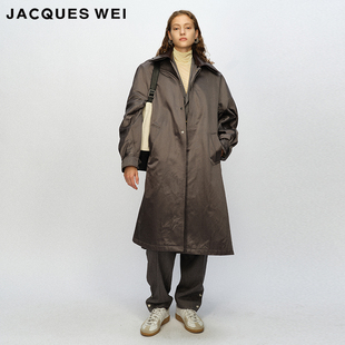 JACQUESWEI设计师店23AW秋冬真丝棉皮领拼接风衣 型 oversize版