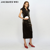 设计师官方店2023AW秋冬深棕蛇纹连衣裙 WEI 丝光面料 JACQUES
