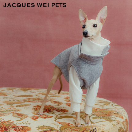 jacques wei pets设计师官方店2022aw宠物驼色/灰色羊绒夹克