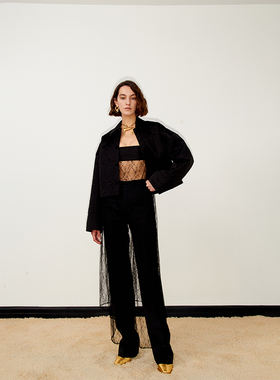 JACQUES WEI设计师官方店时尚气质 黑色绗缝短夹克时尚抗风棉服