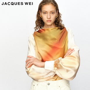 WEI JACQUES 设计师官方店2023AW秋冬鎏金贝壳褶皱上衣 醋酸