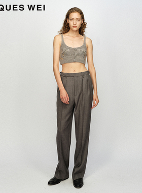 【手工针织】JACQUES WEI 设计师官方店2023AW秋冬灰色海葵吊带