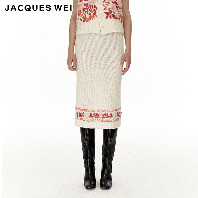 JACQUESWEI花色圈圈纱绣花半裙