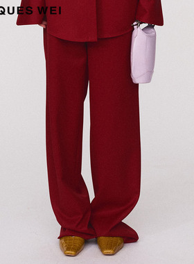JACQUES WEI 设计师官方店2024SS春夏红色西装长裤