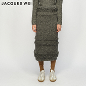 设计师官方店2023AW秋冬深灰色针织半裙 WEI 流苏点缀 JACQUES
