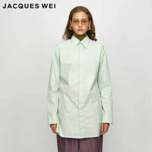 设计师官方店23AW秋冬淡蓝衬衫 WEI JACQUES 上衣 不皱纯棉面料