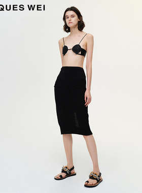 JACQUES WEI 设计师官方店2023SS春夏新款女人体黑色针织半裙