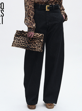 JACQUES WEI 2025新款薛凯琪同款深蓝色牛仔裤女通勤高级感阔腿裤