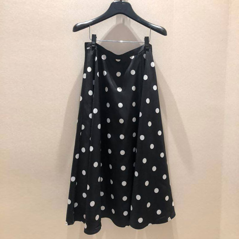 阿瑪施旗舰店正品官网女装裙子2020夏季新款中长款黑白波点半身裙