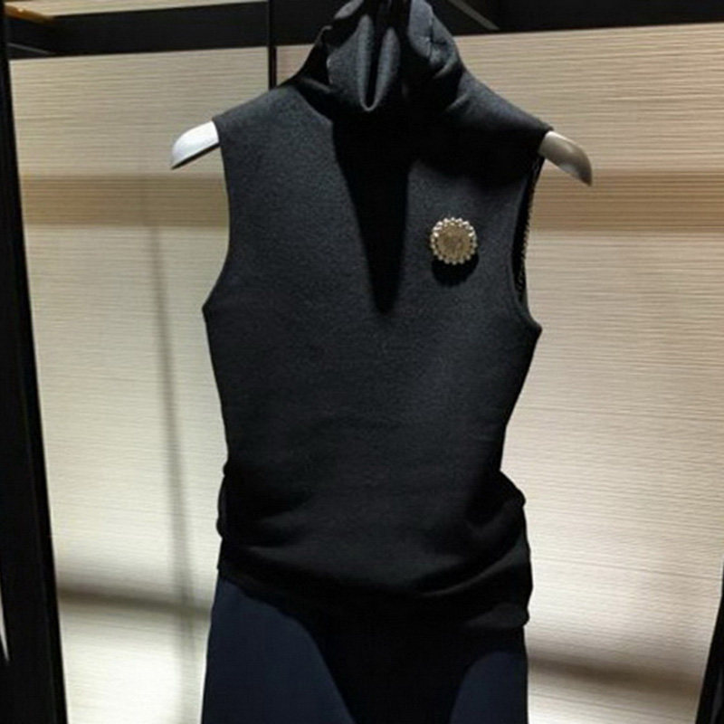 阿瑪施旗舰店官网2020秋冬新款无袖高领毛衣女羊绒针织打底衫背心