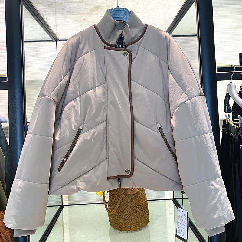 阿瑪施旗舰店官网2020秋冬新款休闲百搭保暖立领拉链棉衣短外套女