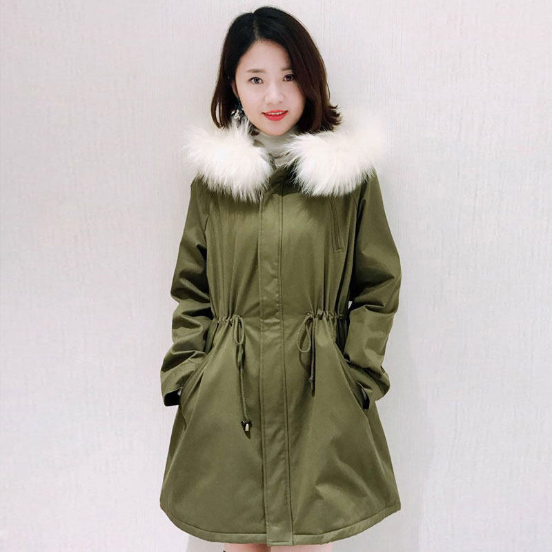 阿瑪施旗舰店官网毛领加厚中长棉衣外套2020冬季新款保暖连帽大衣