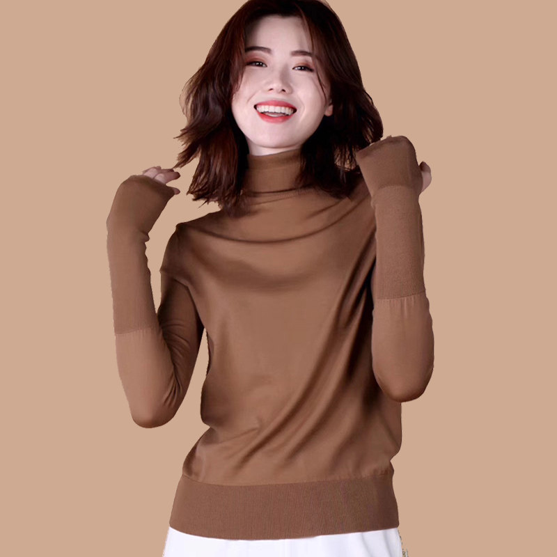 阿瑪施旗舰店官网2020秋冬新款修身高领羊毛针织打底衫女套手毛衣