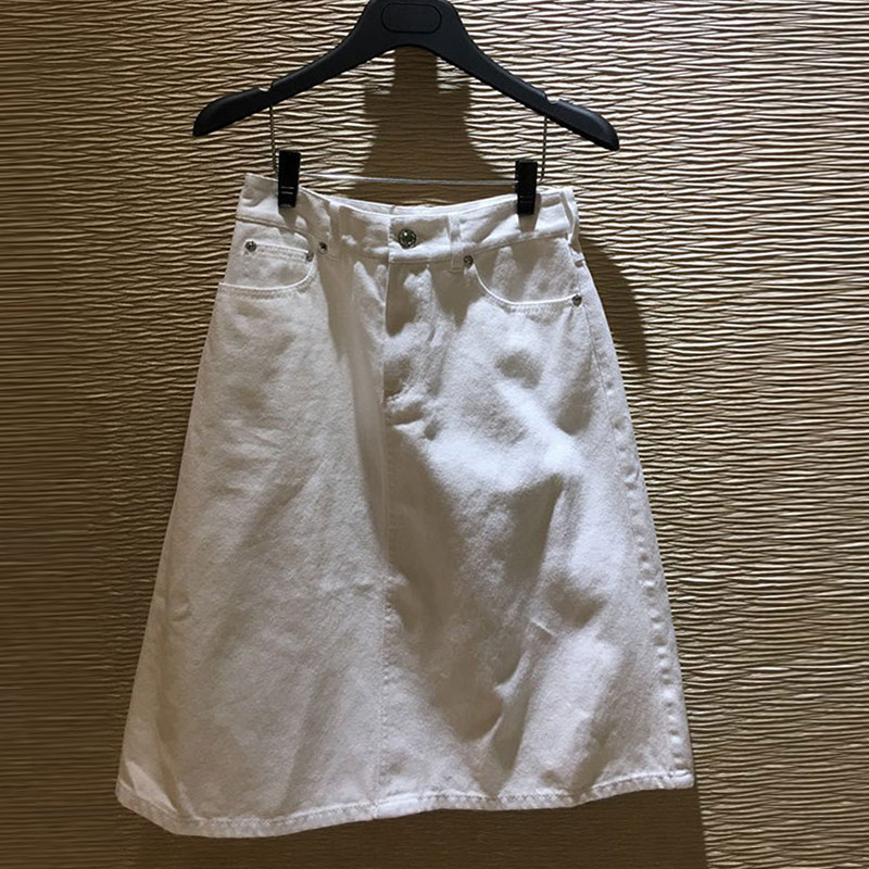 阿瑪施旗舰店官网2020夏新款百搭显瘦时尚a字裙白色牛仔半身裙女