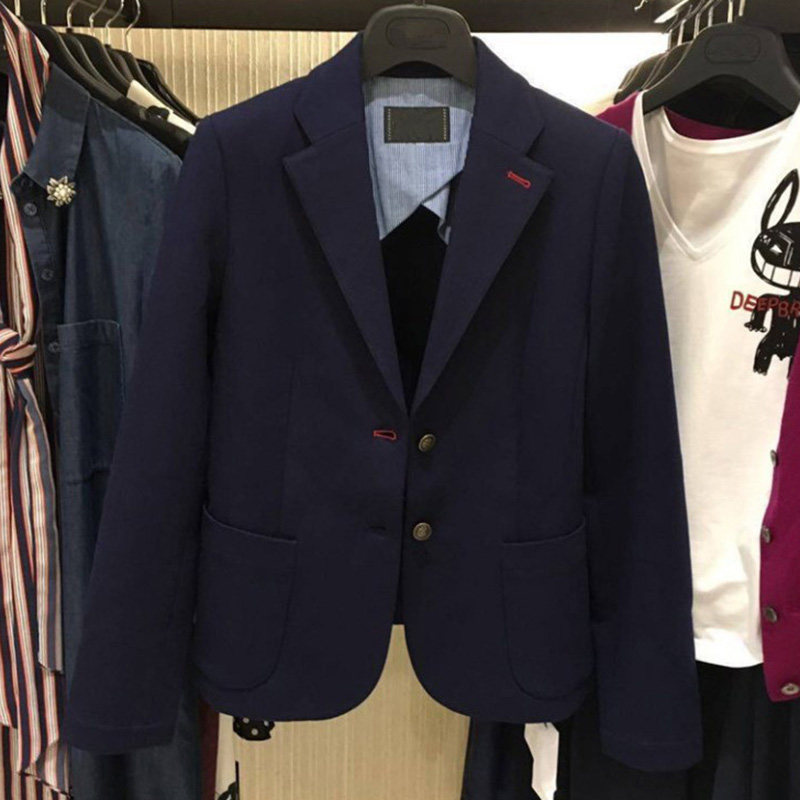 阿瑪施女装旗舰店官网2020秋新款修身百搭纯色长袖职业西装短外套