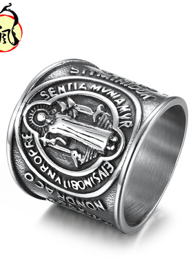 圣本笃驱魔圣牌不锈钢戒指环