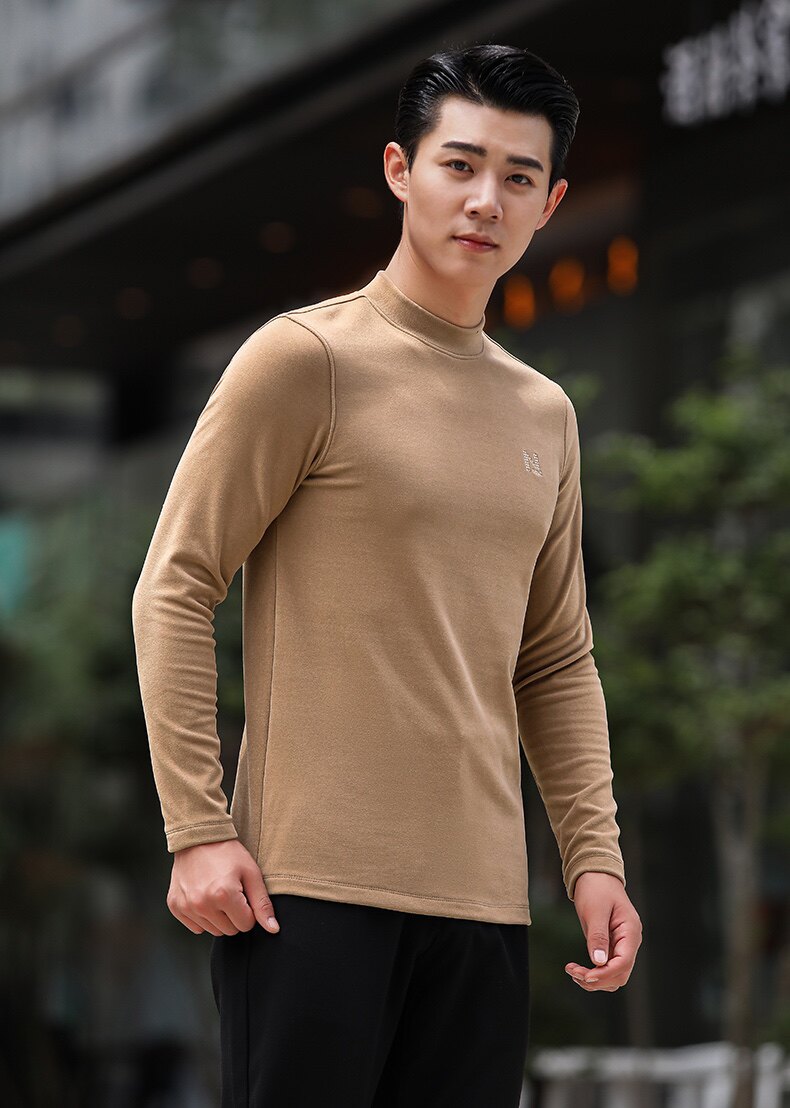 半香半高领毛衣男士针织打底衫秋冬装加绒加厚百搭长袖保暖衣服