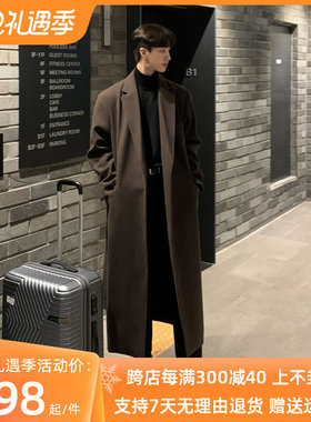 长款毛呢大衣男过膝高级感男款英伦风冬季加厚呢子风衣外套加长款