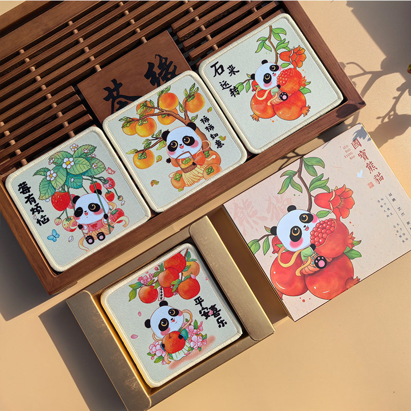 熊猫文创丝绸杯垫茶垫中国元素特色礼物送老外国人老师创意伴手礼