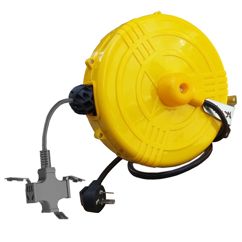 新品迷你自动伸缩收线插排电缆盘卷线器线盘回卷线盘插座电鼓申缩